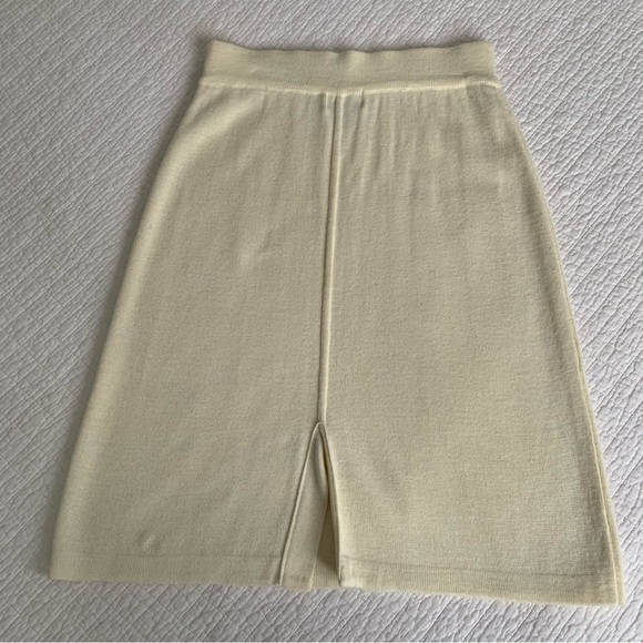 *HOST PICK** VINTAGE PENCIL SKIRT / IVORY / WOOL BLEND KNIT /80s / MEDIUM - Picture 3 of 7